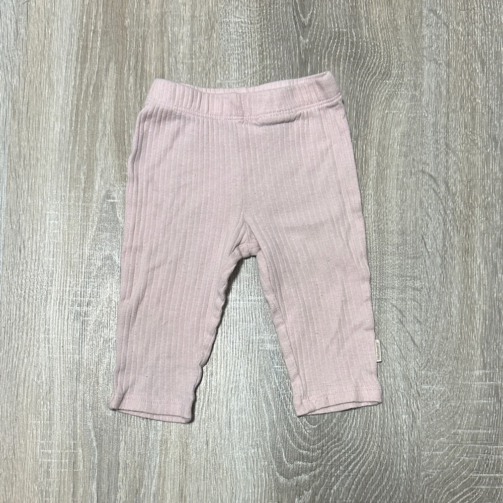 Soft Pink Ribbed Kids Leggings